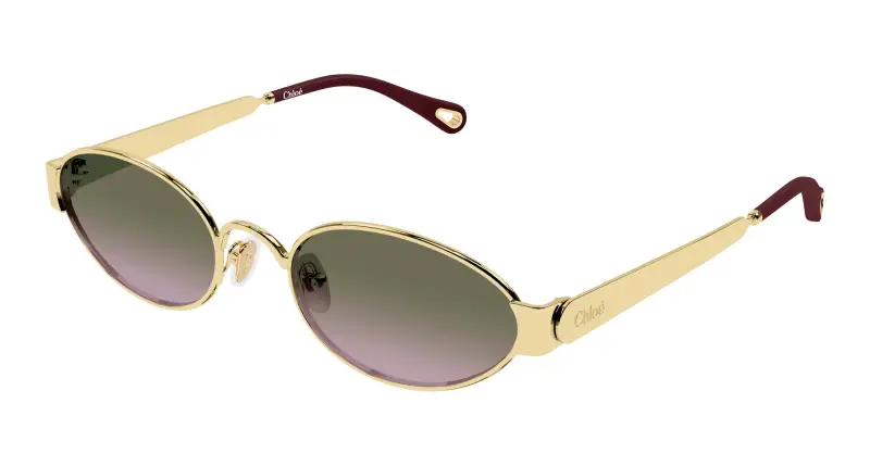 Donna Chloé CH0355S 004 Occhiali da sole Metallo Oro Verde Rotonda