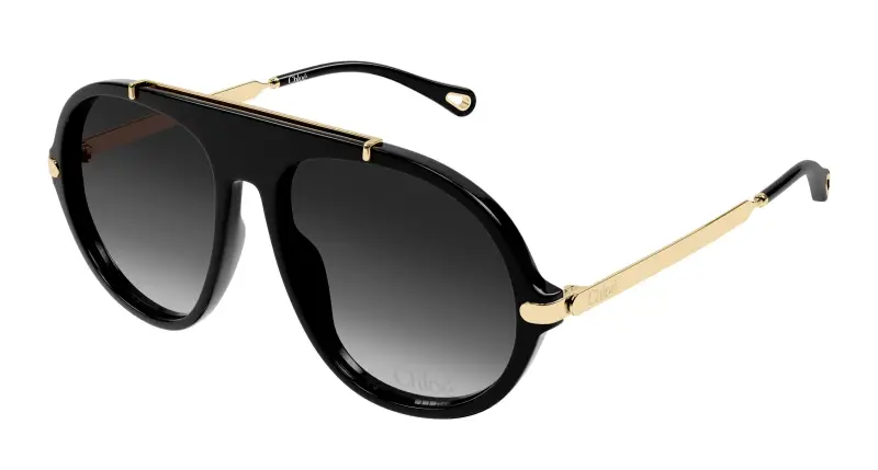 Donna Chloé CH0357S 001 Occhiali da sole Acetato Nero Grigio Rotonda