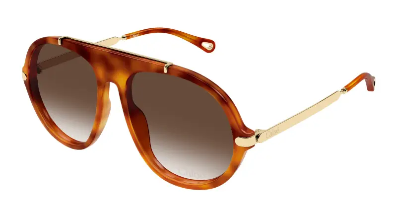 Donna Chloé CH0357S 002 Occhiali da sole Acetato Havana Marrone Rotonda