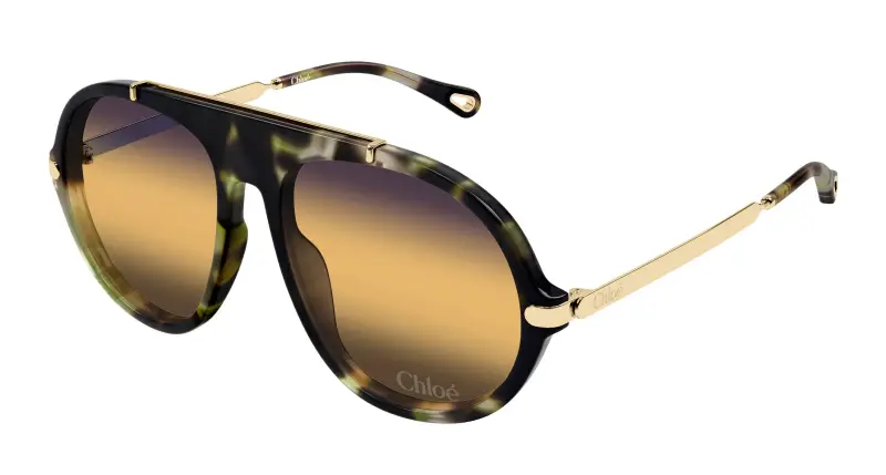 Donna Chloé CH0357S 003 Occhiali da sole Acetato Havana Marrone Rotonda Sfumato
