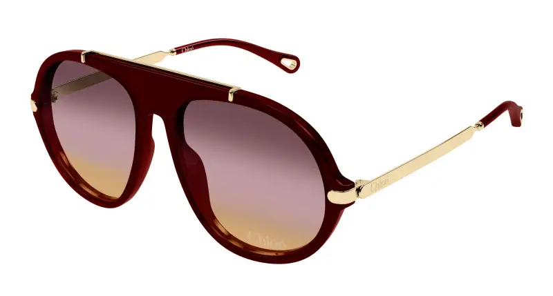 Donna Chloé CH0357S 004 Occhiali da sole Acetato Bordeaux Rosa Rotonda