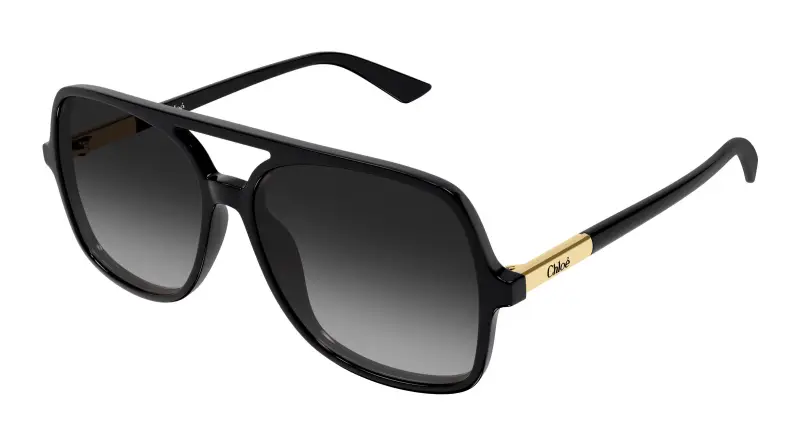 Donna Chloé CH0364S 001 Occhiali da sole Acetato Nero Grigio Pilot