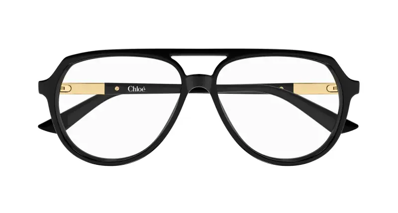 Donna Chloé CH0366O 001 Montature da vista Acetato Nero Trasparente Pilot miniatura 2