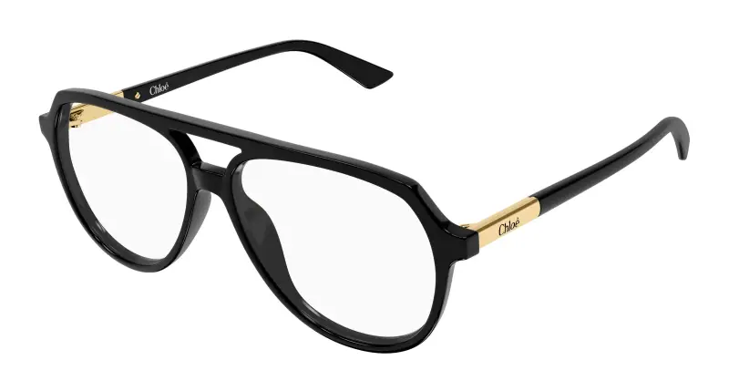 Donna Chloé CH0366O 001 Montature da vista Acetato Nero Trasparente Pilot