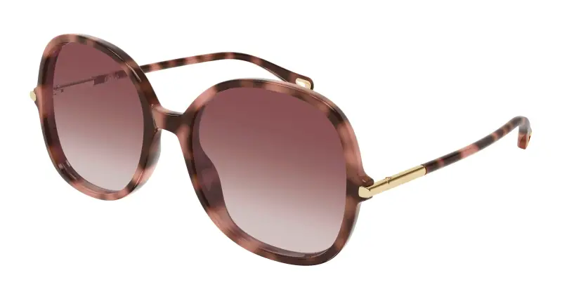 Donna Chloé CH0383S 004 Occhiali da sole Acetato Havana Rosso Rotonda