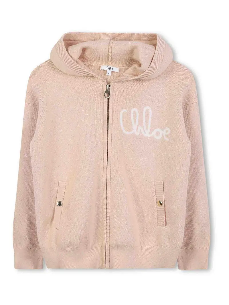 Felpa In Lana Con Logo Beige