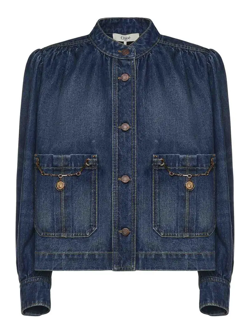 Giacca di jeans con volant Denim