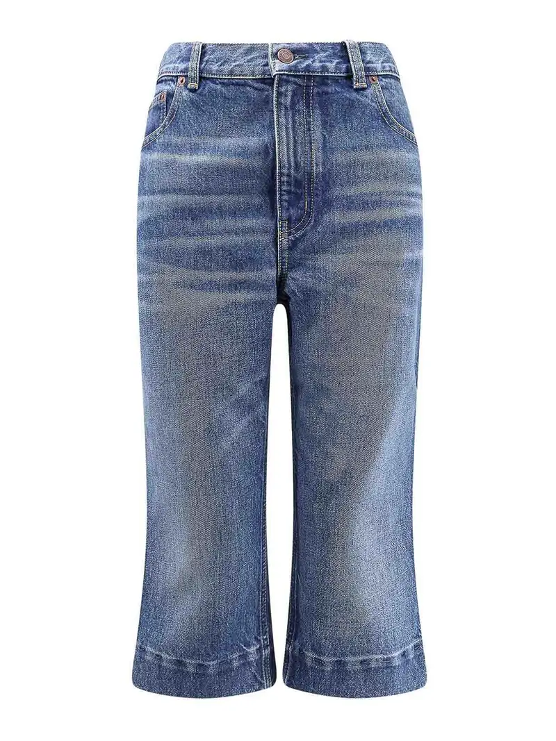 Jeans Capri in denim blu Rosso