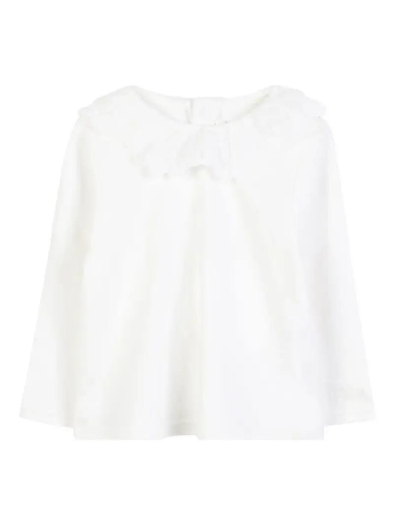 Abito a Maniche Lunghe con Colletto Arricciato Bianco marine miniatura 3