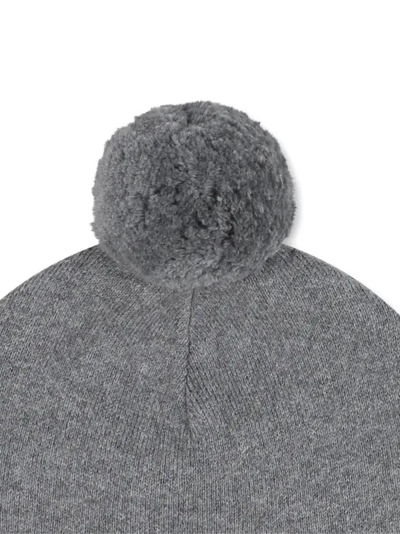 Berretto con Pompon e Logo Ricamato Grigia miniatura 2