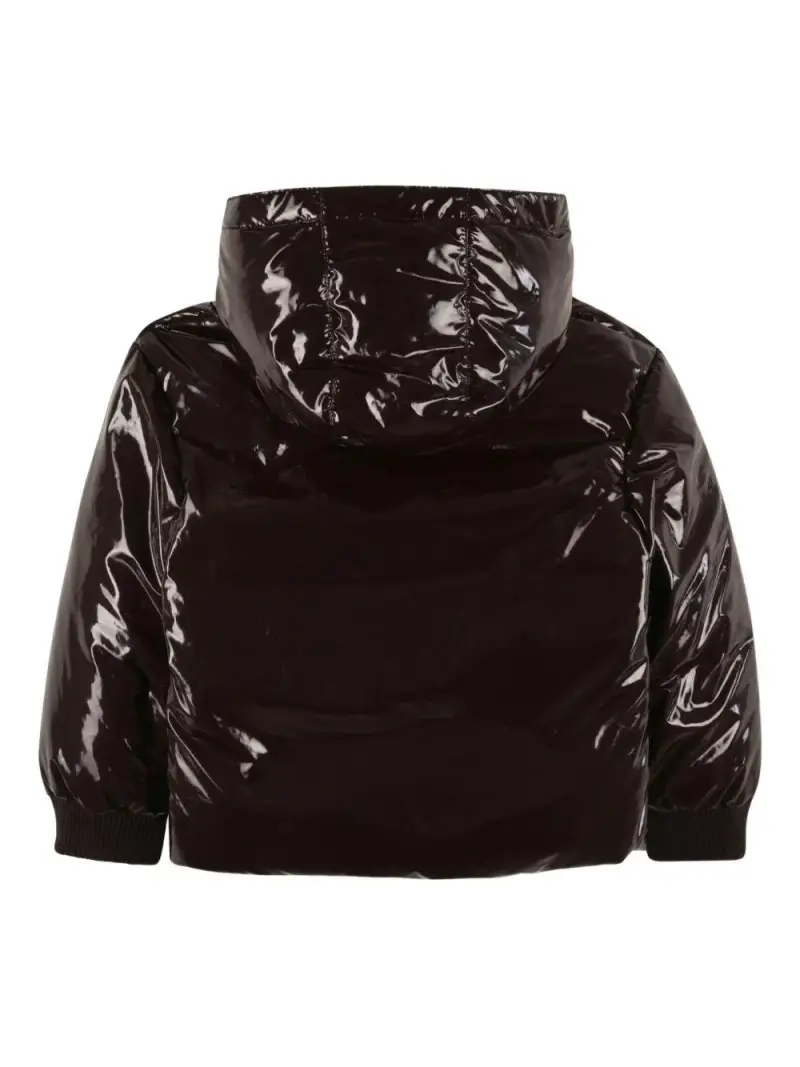 Piumino Imbottito con Cappuccio e Bottoni a Pressione Bordeau miniatura 2