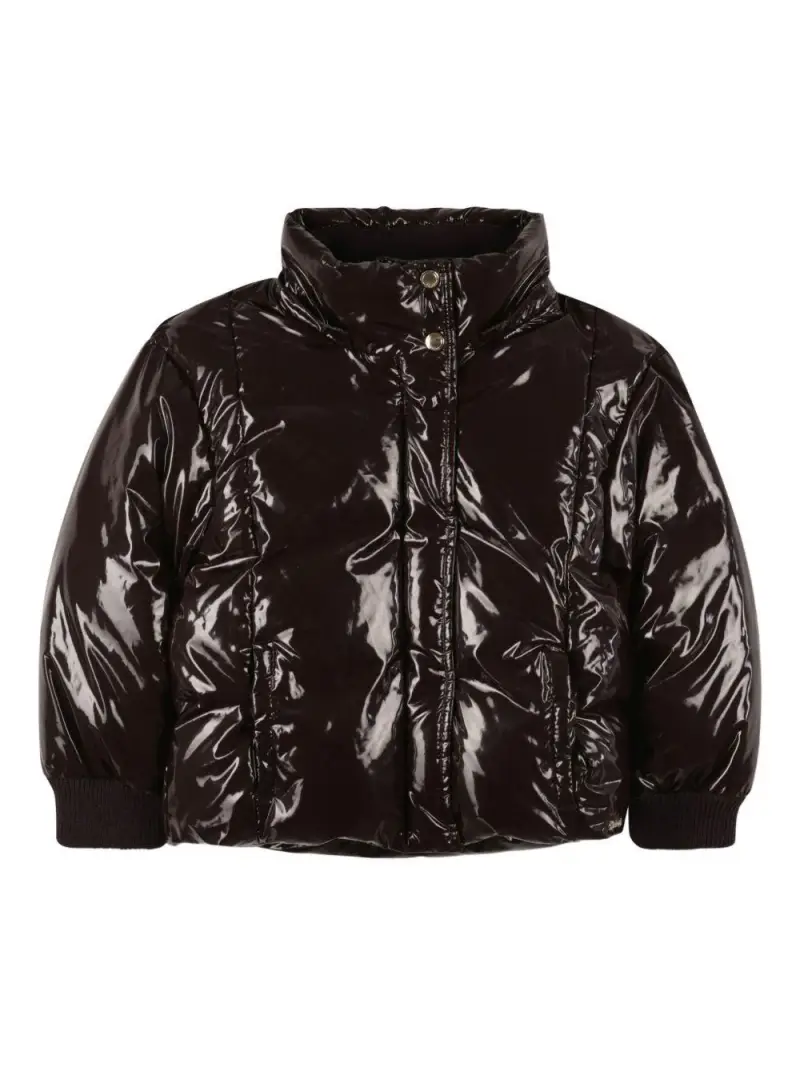 Piumino Imbottito con Cappuccio e Bottoni a Pressione Bordeau miniatura 3