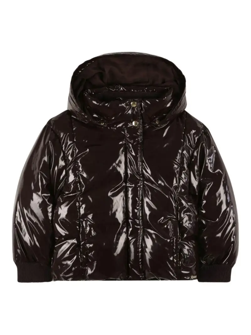 Piumino Imbottito con Cappuccio e Bottoni a Pressione Bordeau