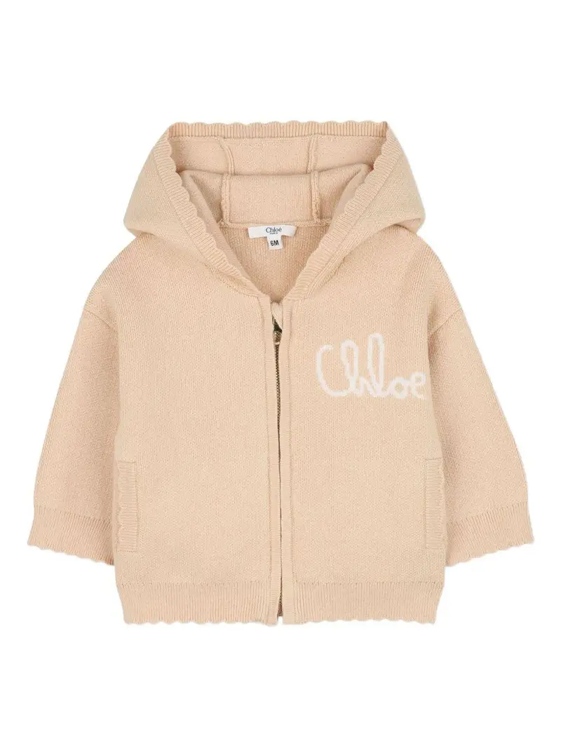 Tuta Sportiva con Cappuccio e Logo Ricamato Beige miniatura 2