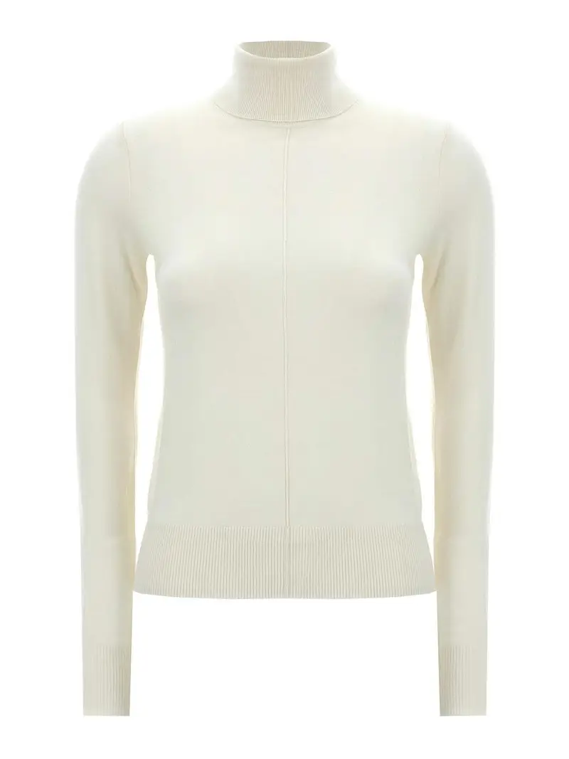 Maglione dolcevita con ricamo logo Bianco