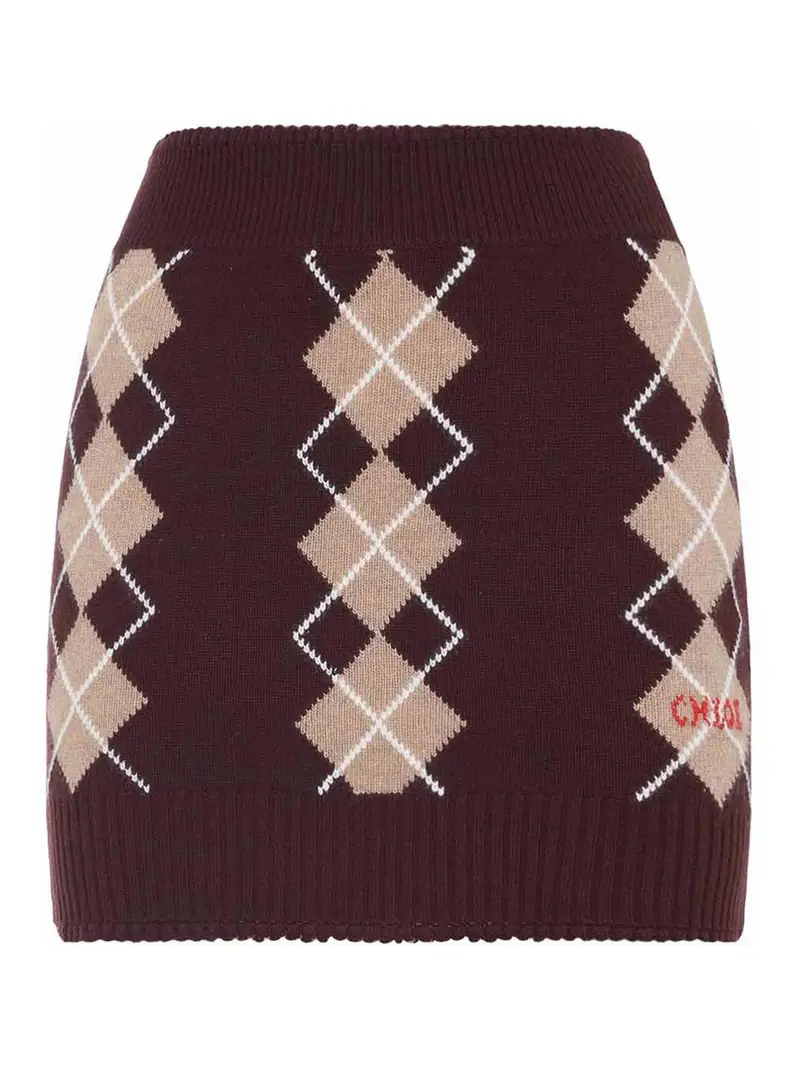 Minigonna in lana Bordeaux