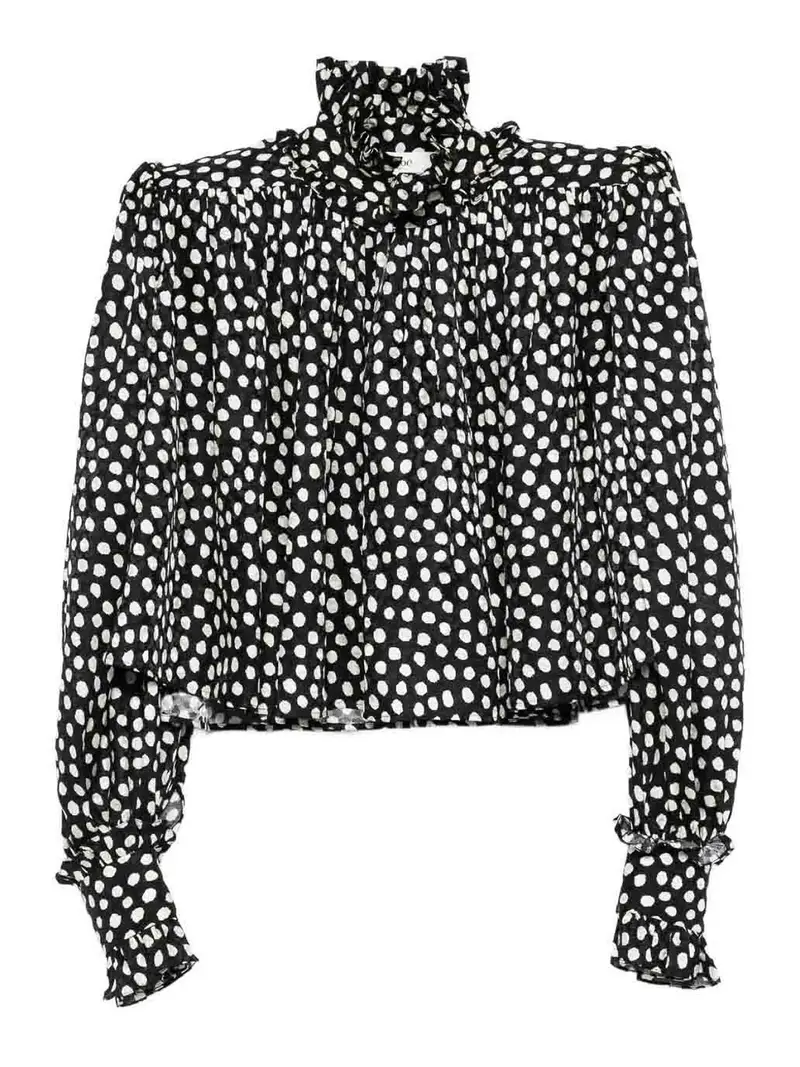 Polka Cropped Blouse Nero