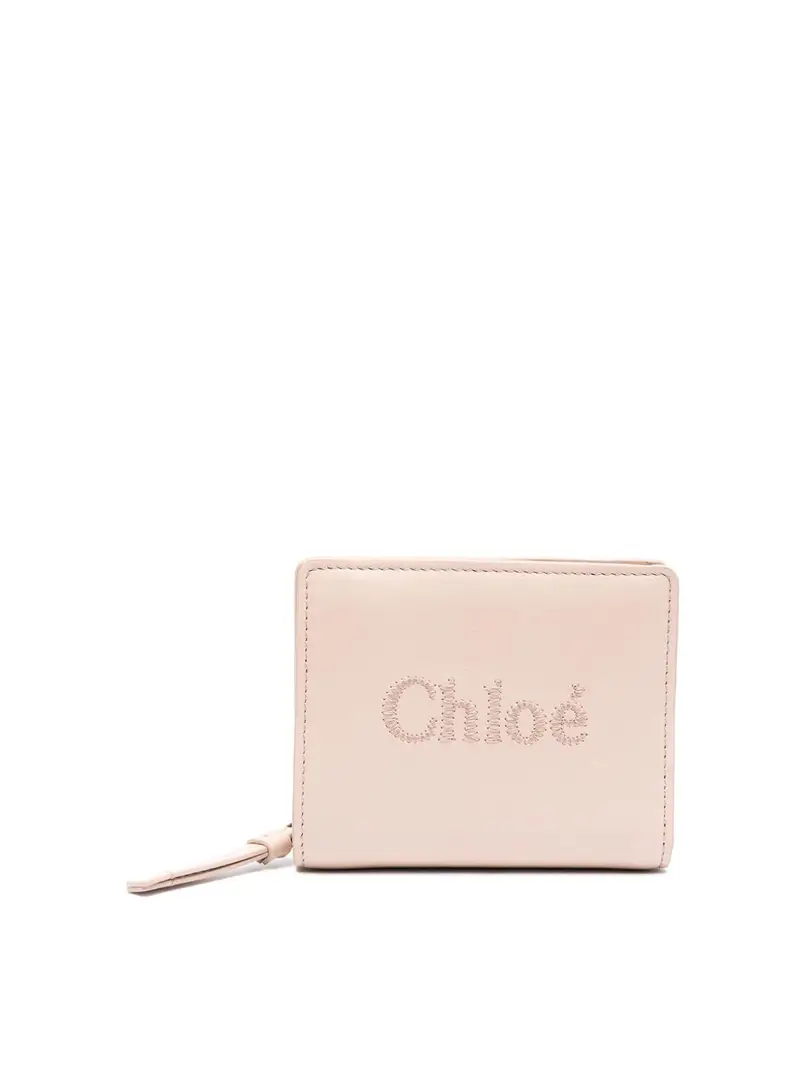 Portafoglio in pelle con logo ricamato Sense Color Carne E Neutri