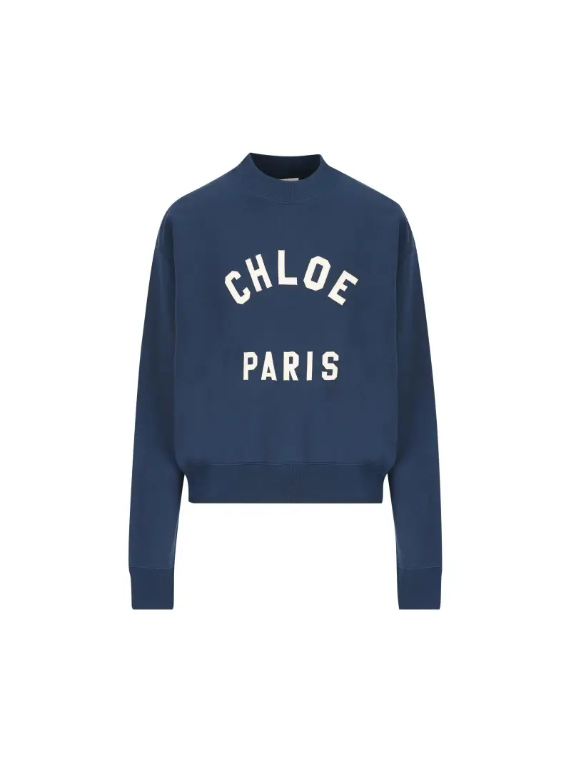 Pullover Con Logo In Cotone BLU