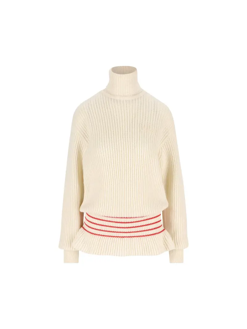 Pullover Dolcevita In Maglia Di Lana E Mohair BEIGE