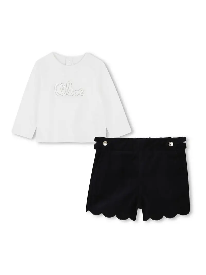 Set Con Shorts E Orlo A Smerlo Bianco