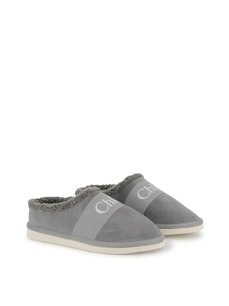 Slippers Con Stampa Grigio