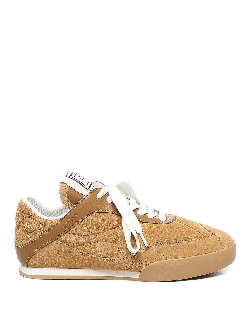 Sneaker in pelle in pelle scamosciata Beige