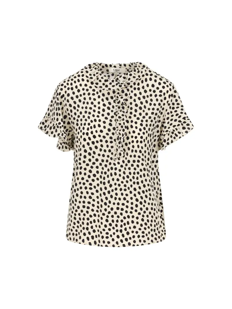 Top Con Volant In Seta BEIGE