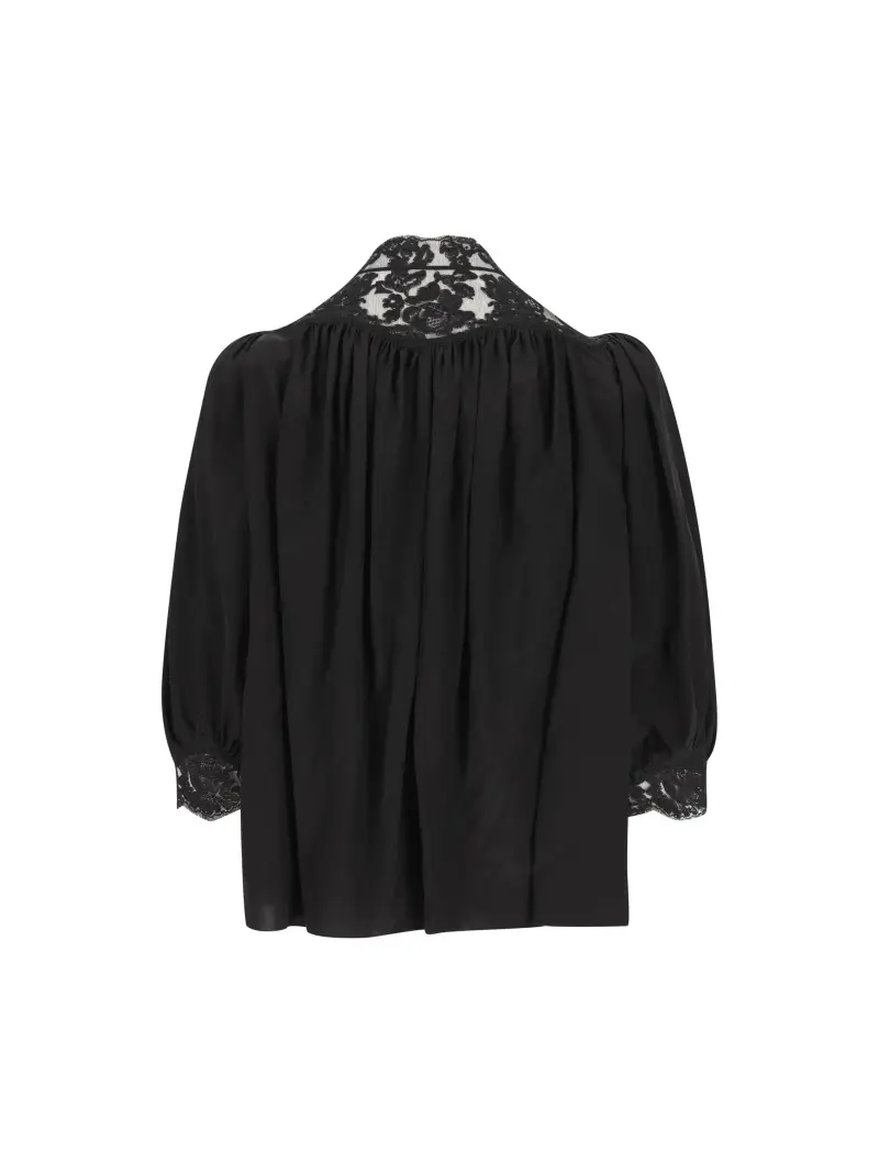 Top Fluido In Crêpe De Chine NERO miniatura 2