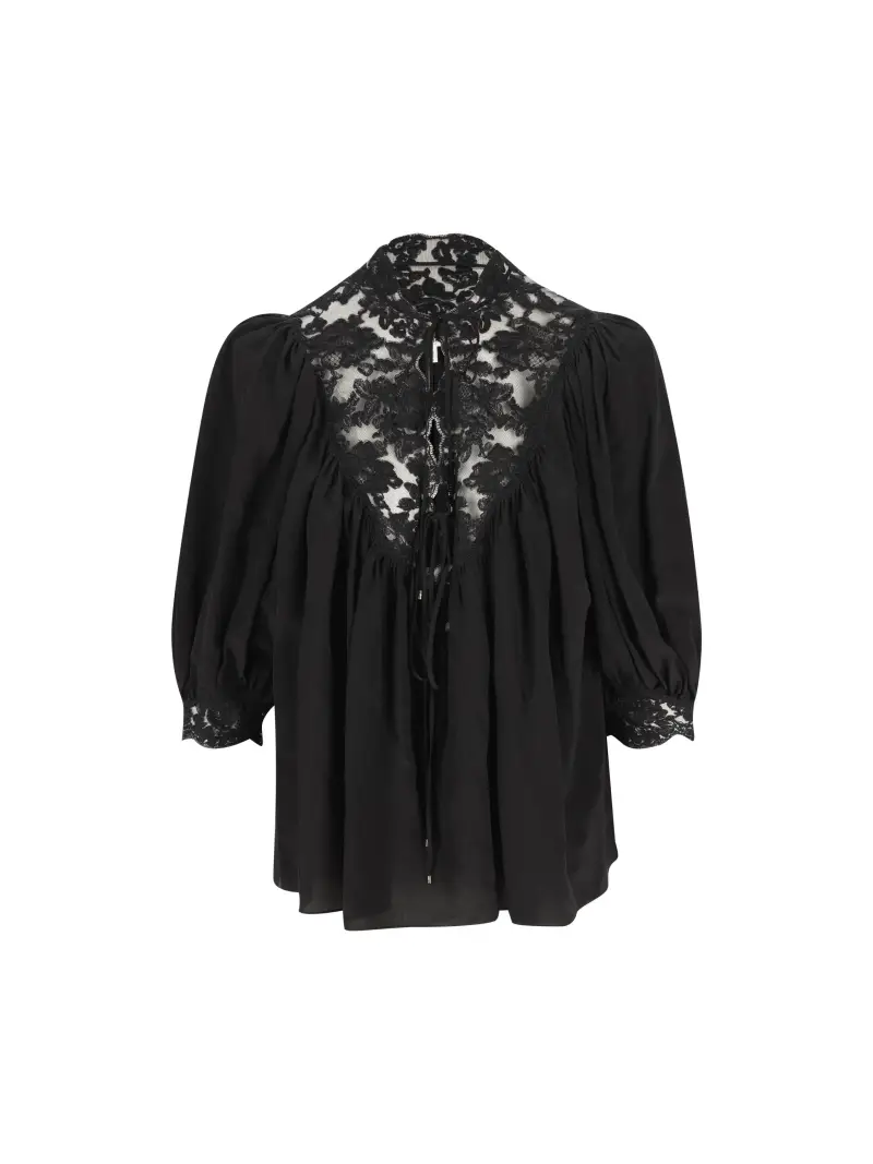 Top Fluido In Crêpe De Chine NERO