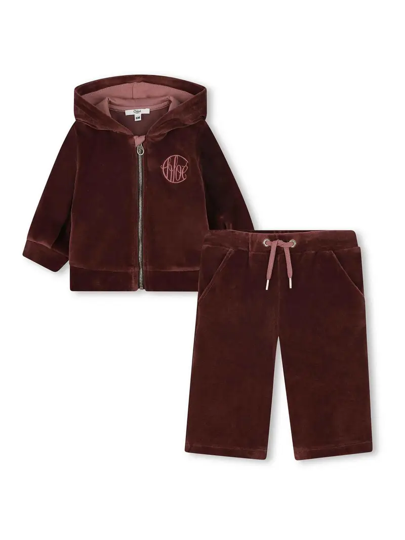 Tuta Sportiva Con Zip E Logo Ricamato Rosso Scuro