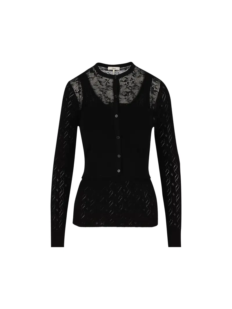 Twin Set In Maglia Di Cotone NERO miniatura 2