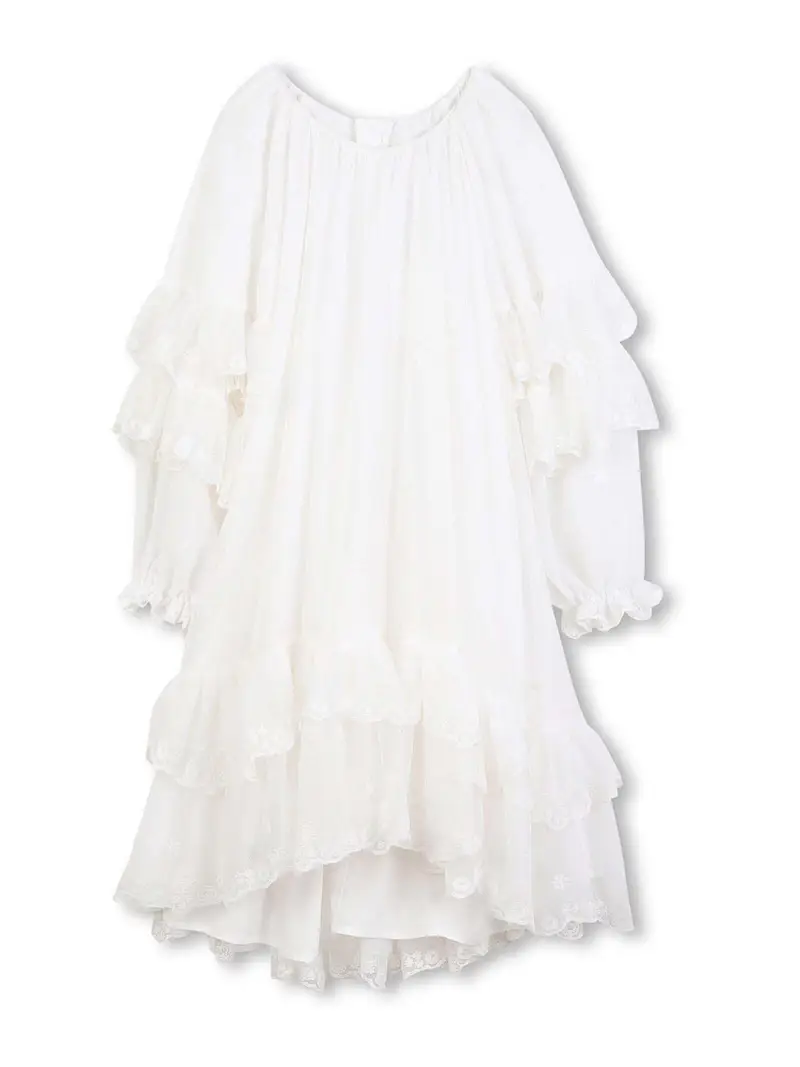 Vestito Con Ruches Bianco