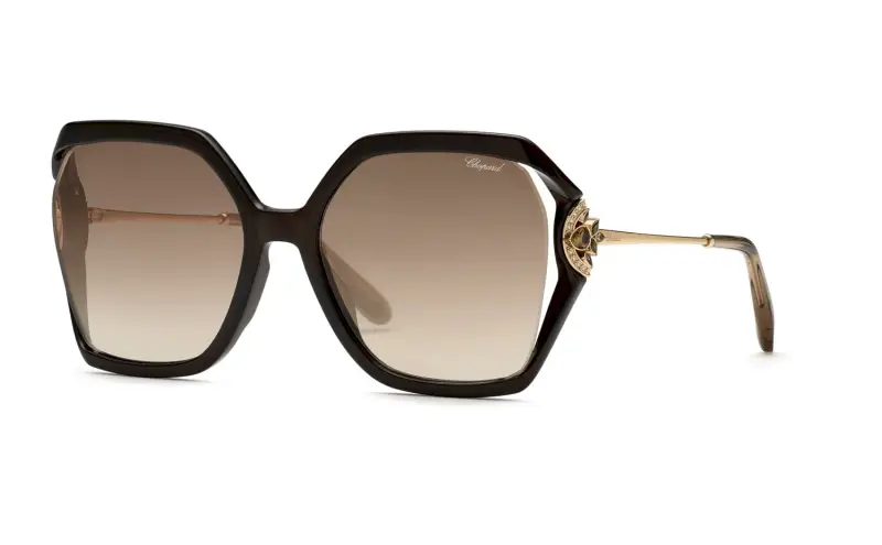 Donna Chopard SCH407S ALVX Occhiali da sole Iniettato Nero Marrone Geometrica Specchiate Sfumato