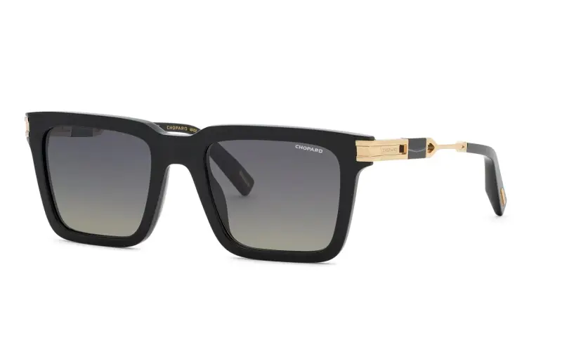 Uomo Chopard SCH411 700Z Occhiali da sole Acetato Nero Fumo Squadrata Antiriflesso Sfumato