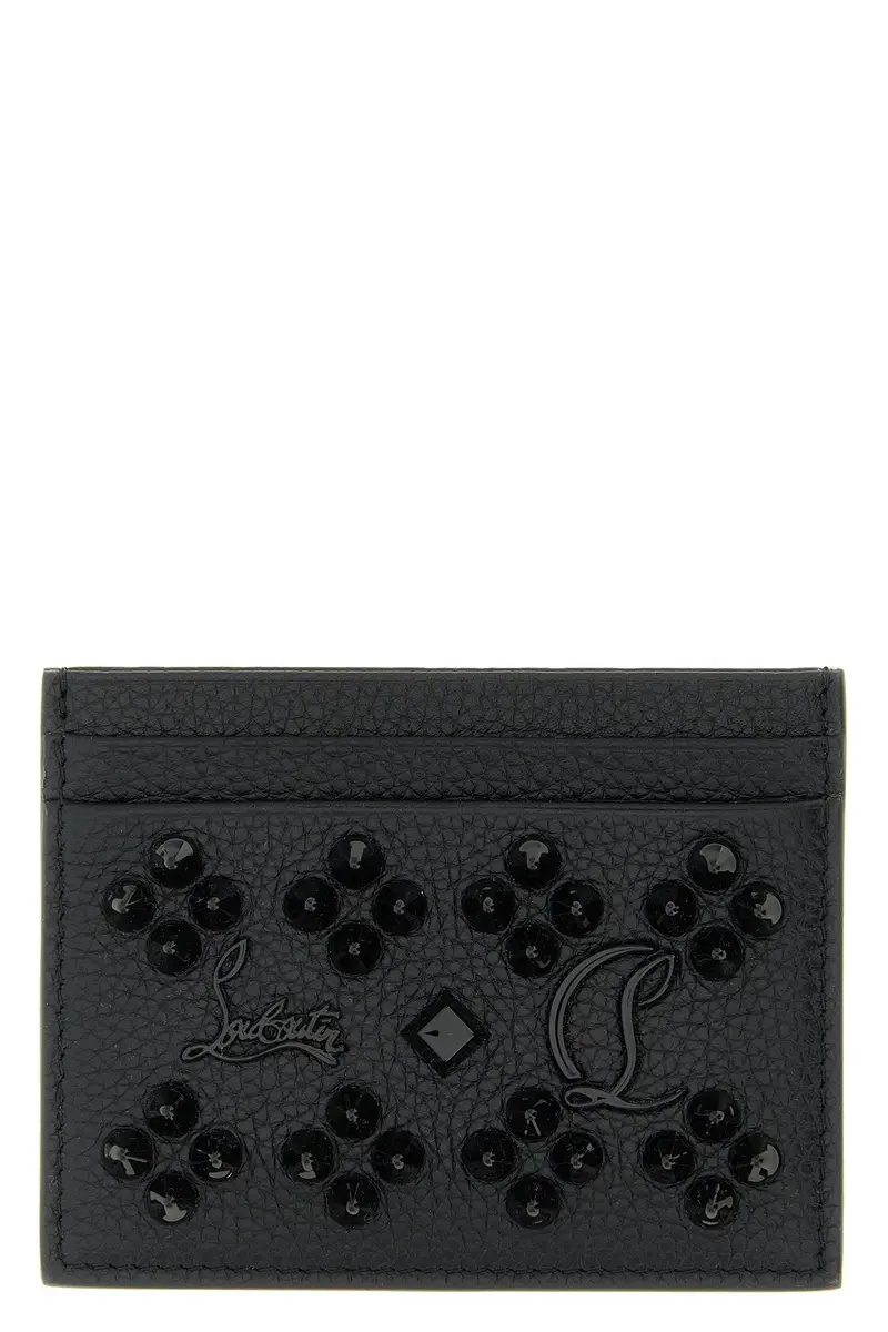 Christian Louboutin Portacarte Kios Nero in pelle con borchie