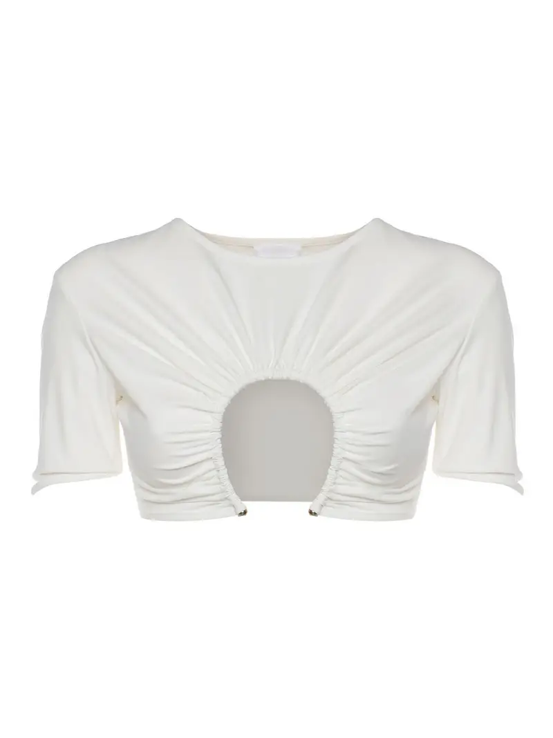 Top bikini con punta a U Bianco