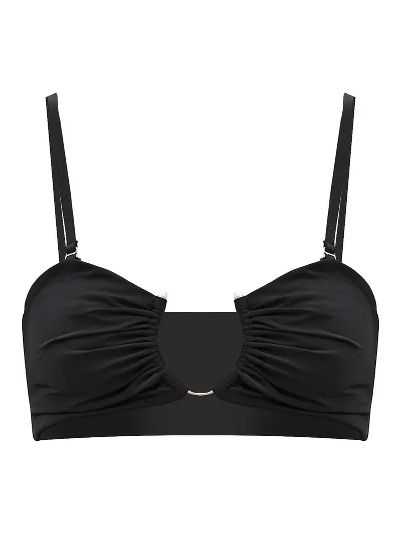 Top bikini con punta a U Nero