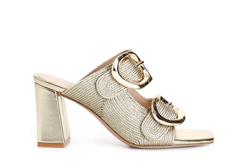 ciabatta con ricamo a cordoncino oro