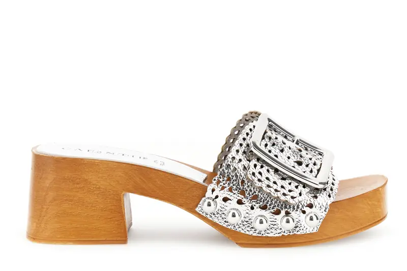 ciabatta con tomaia traforata argento