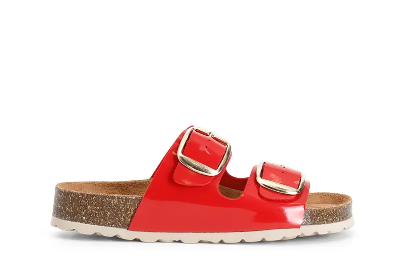 ciabatta donna doppia fibbia rosso