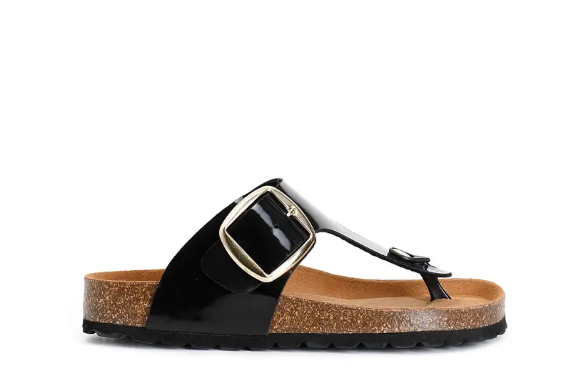 ciabatta donna infradito con fibbia nero 37