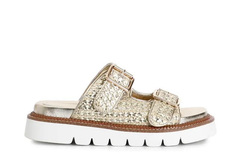 ciabatta doppia fibbia con intreccio platino 35