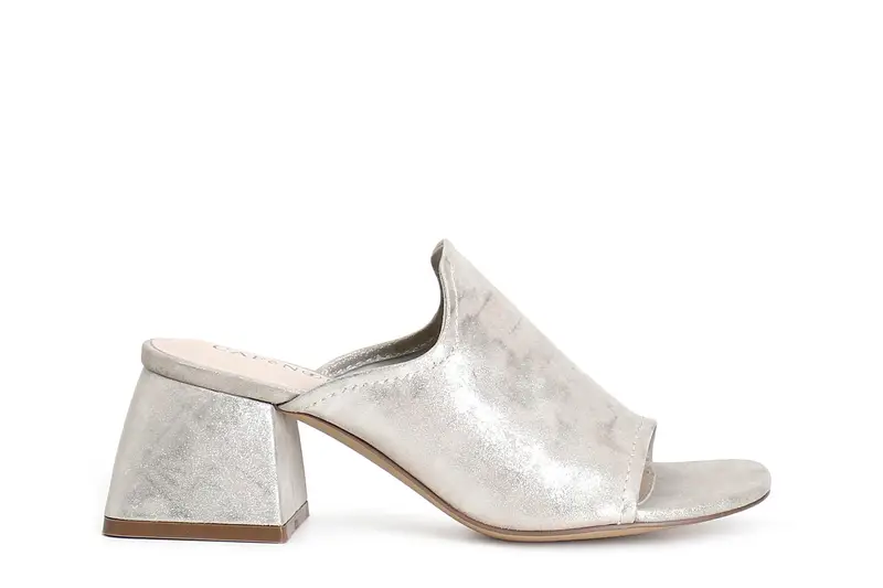 ciabatta in camoscio laminato platino 35