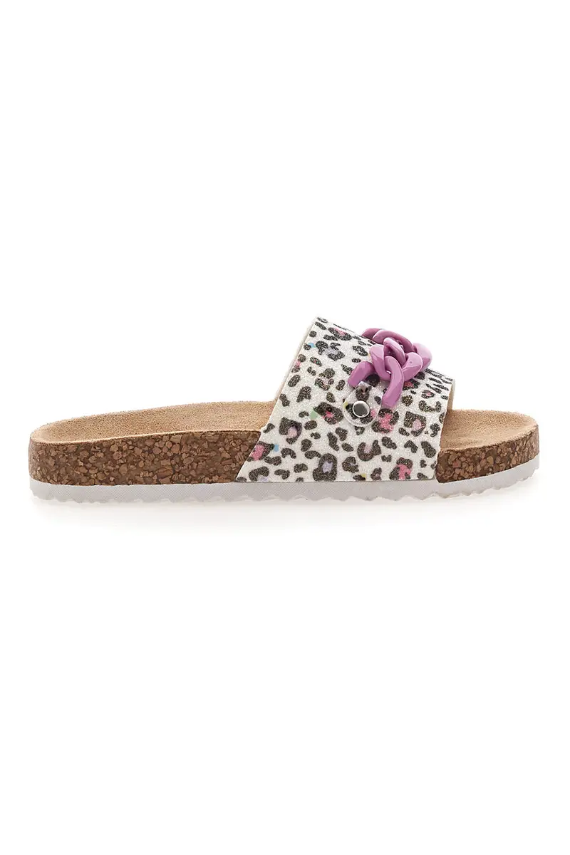 Ciabatte animalier con scritta rosa glitter Pitt Kids 14400
