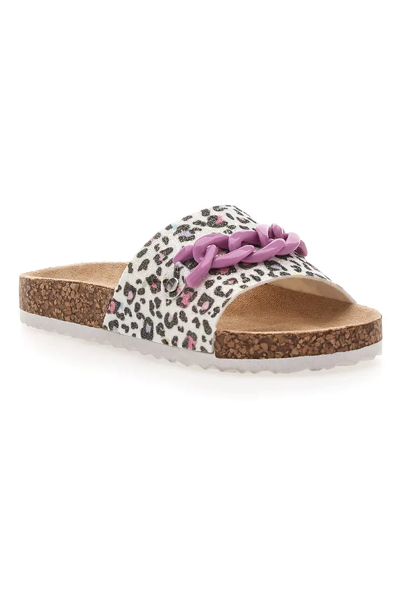 Ciabatte animalier con scritta rosa glitter Pitt Kids 14400 miniatura 2