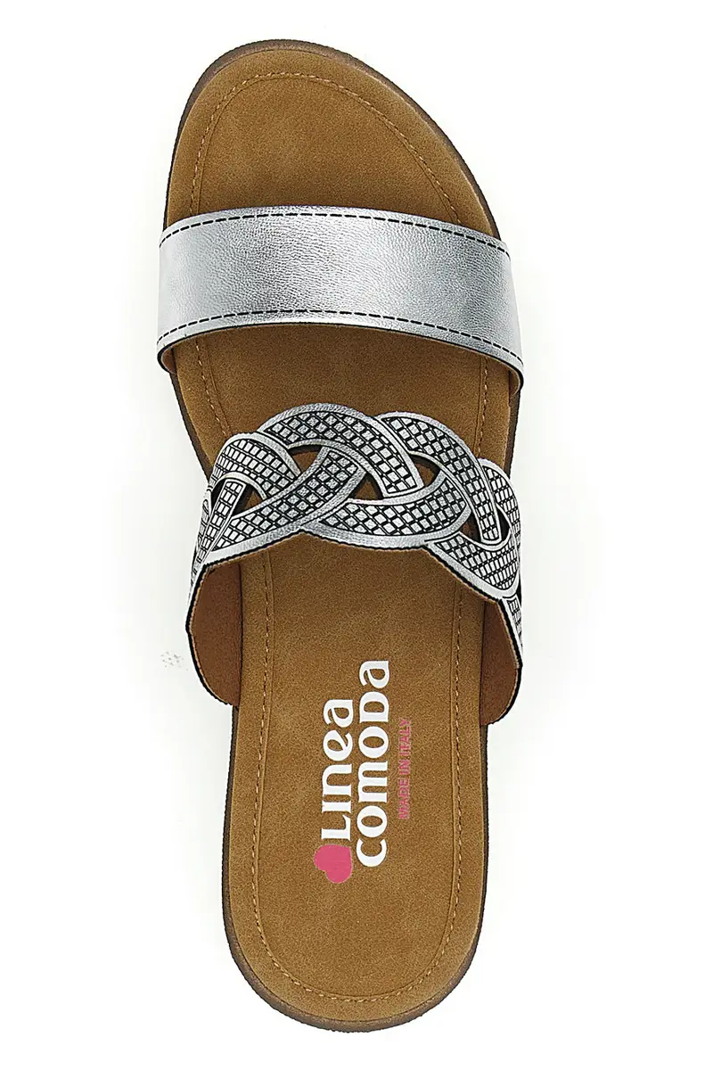 Ciabatte argento con intreccio glitter e plantare comfort Linea Comoda 8009 miniatura 3