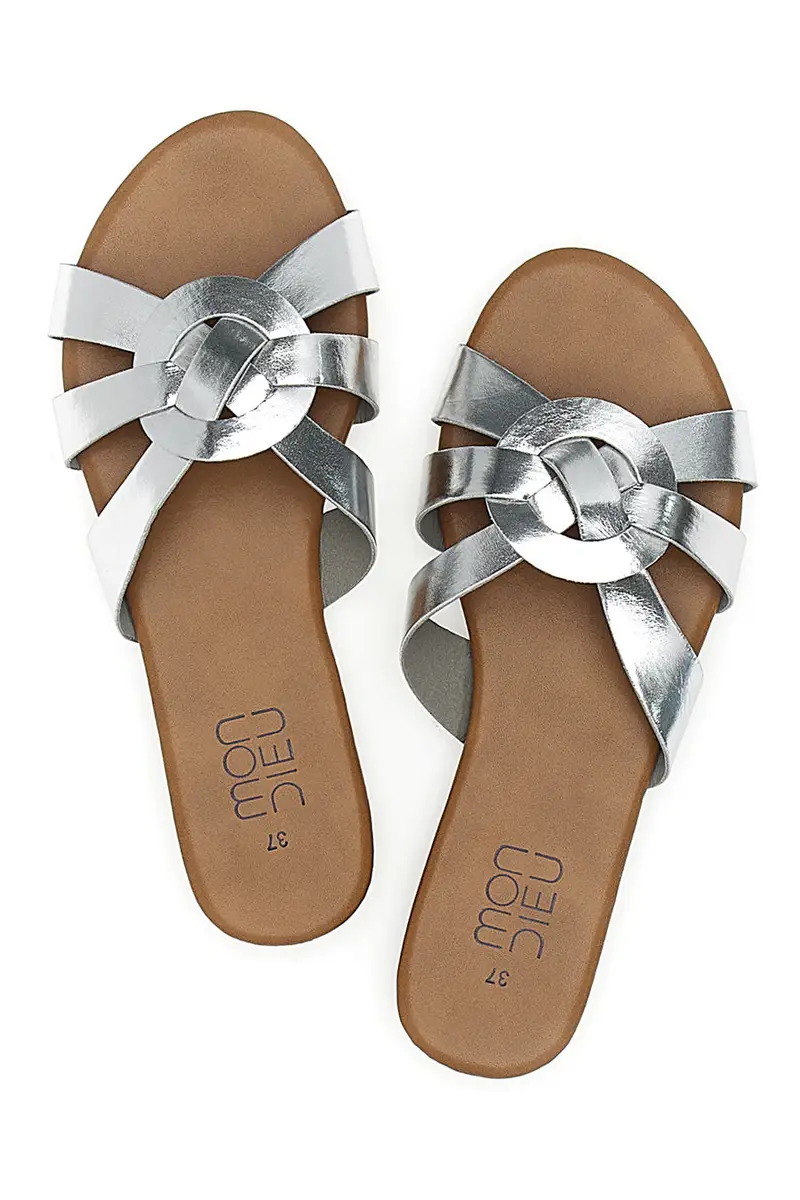 Ciabatte Argento con Tomaia Incrociata MON DIEU PREA444