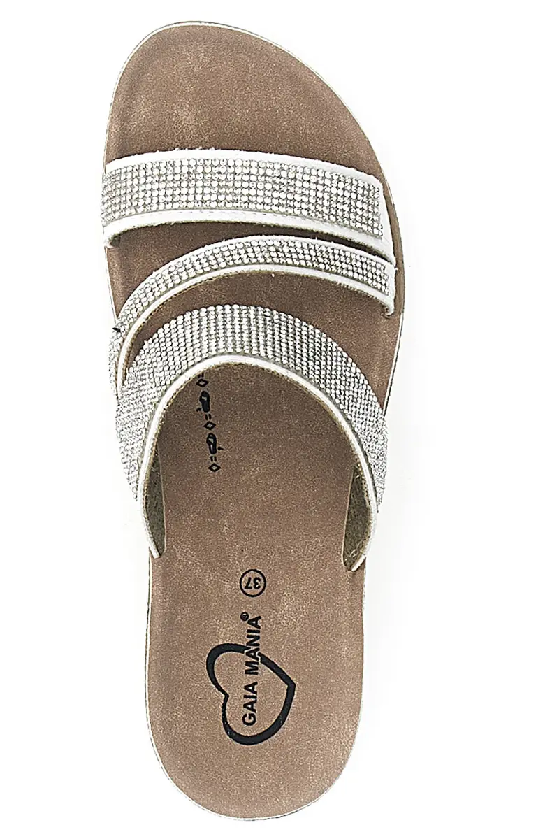 Ciabatte argento con zeppa glitterata Gaia Mania G006 miniatura 3