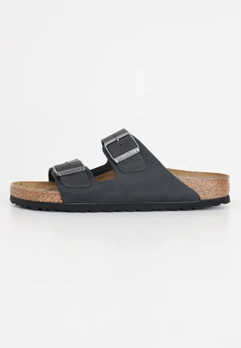 Ciabatte Arizona in pelle oliata nere per uomo e donna